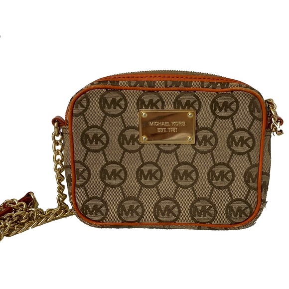 Michael Kors Handbags - Michael Kors Monogram Crossbody Bag + Orange Trim